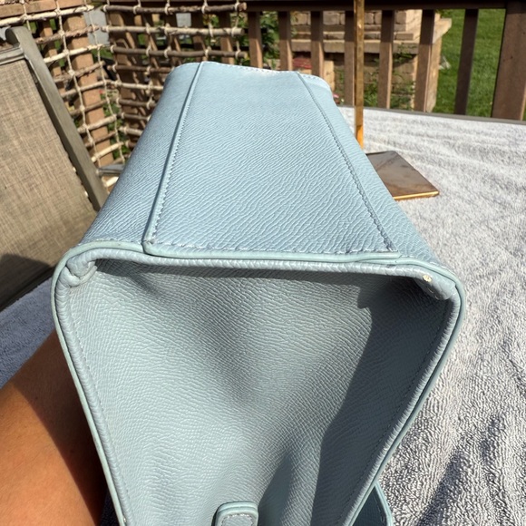 NWT! Betsy Johnson Devin Satchel Top Handle Crossbody Bag Blue Bow Chain Strap - Picture 11 of 13